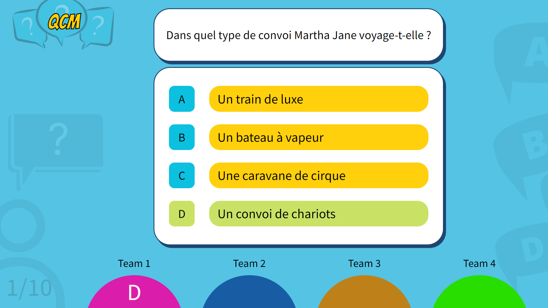 Mode Jeux : un QCM en équipes